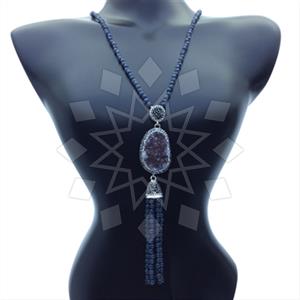 Fashion Gem and Crystals Tassel Necklace