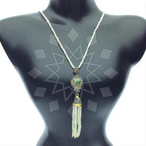Fashion Gem and Crystals Tassel Necklace