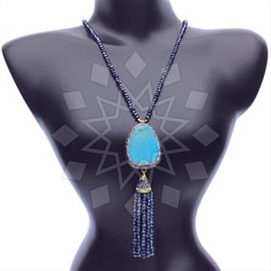 Fashion Gem and Crystals Tassel Necklace
