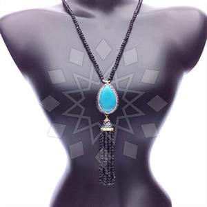 Fashion Gem and Crystals Tassel Necklace