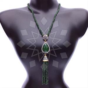 Fashion Gem and Crystals Tassel Necklace