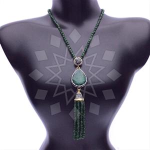 Fashion Gem and Crystals Tassel Necklace