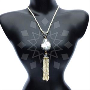 Fashion Gem and Crystals Tassel Necklace