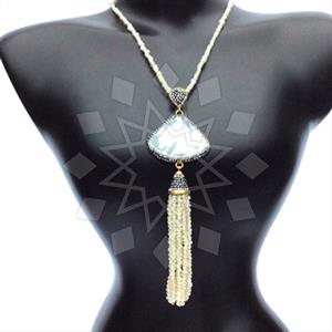 Fashion Gem and Crystals Tassel Necklace