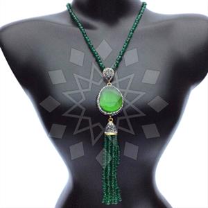 Fashion Gem and Crystals Tassel Necklace