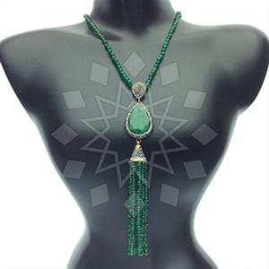 Fashion Gem and Crystals Tassel Necklace