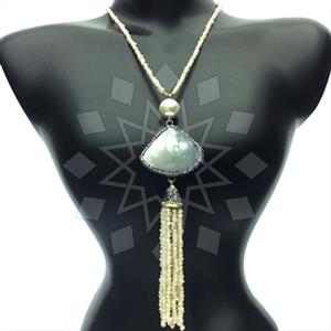 Fashion Gem and Crystals Tassel Necklace