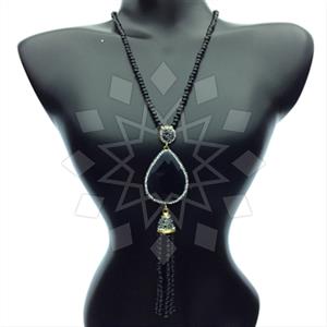 Fashion Gem and Crystals Tassel Necklace