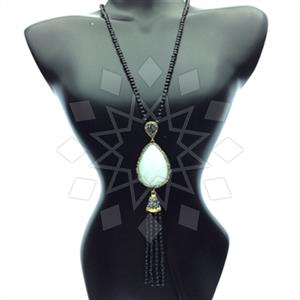 Fashion Gem and Crystals Tassel Necklace