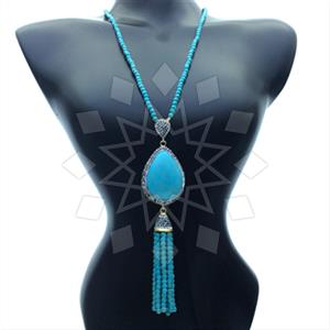 Fashion Gem and Crystals Tassel Necklace