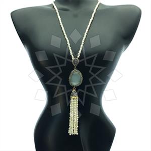 Fashion Gem and Crystals Tassel Necklace