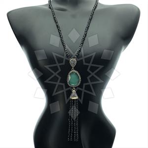 Fashion Gem and Crystals Tassel Necklace