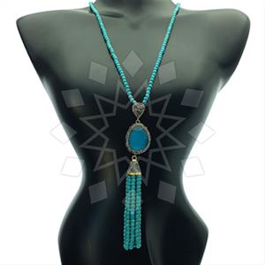 Fashion Gem and Crystals Tassel Necklace