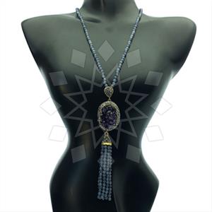 Fashion Gem and Crystals Tassel Necklace