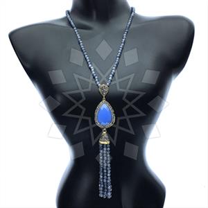 Fashion Gem and Crystals Tassel Necklace