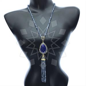 Fashion Gem and Crystals Tassel Necklace