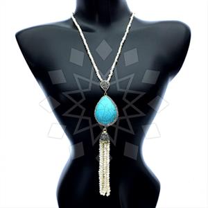 Fashion Gem and Crystals Tassel Necklace