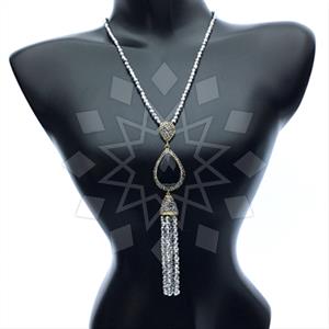 Fashion Gem and Crystals Tassel Necklace