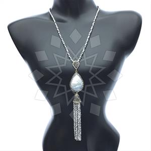 Fashion Gem and Crystals Tassel Necklace