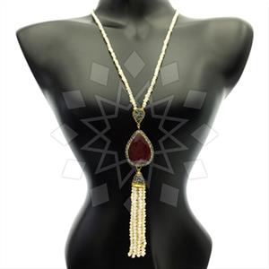 Fashion Gem and Crystals Tassel Necklace