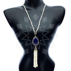 Fashion Gem and Crystals Tassel Necklace