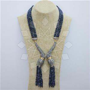 Fashion Gem and Crystals Tassel Necklace
