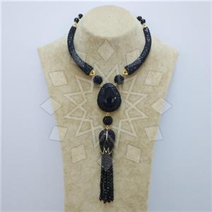Fashion Gem and Crystals Tassel Necklace