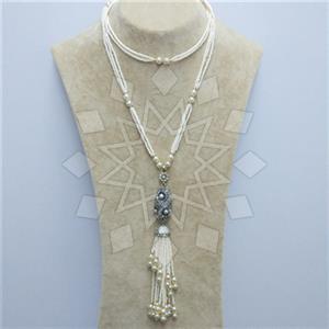 Fashion Gem and Crystals Tassel Necklace