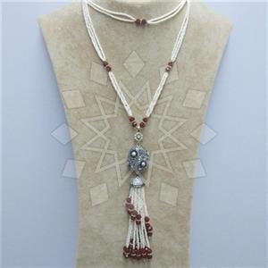 Fashion Gem and Crystals Tassel Necklace
