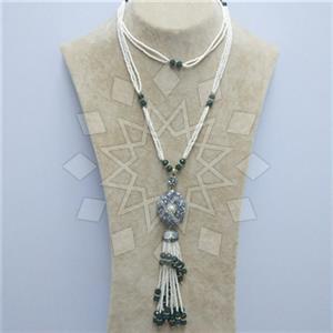 Fashion Gem and Crystals Tassel Necklace