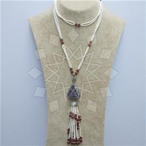 Fashion Gem and Crystals Tassel Necklace