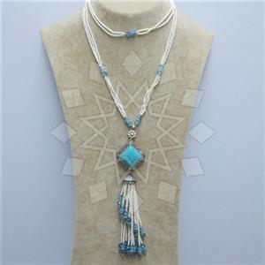 Fashion Gem and Crystals Tassel Necklace