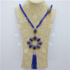 Fashion Gem and Crystals Tassel Necklace