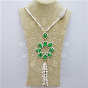 Fashion Gem and Crystals Tassel Necklace