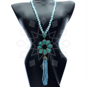Fashion Gem and Crystals Tassel Necklace