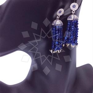 925 Sterling Silver Beaded  Tassel Earring