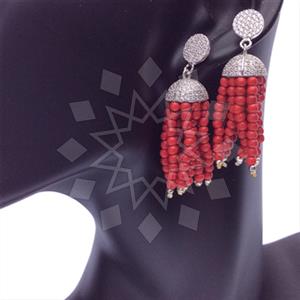 925 Sterling Silver Beaded  Tassel Earring