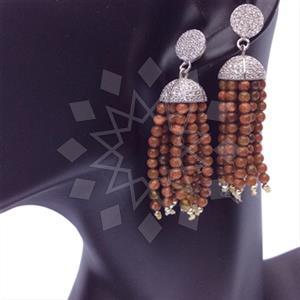 925 Sterling Silver Beaded  Tassel Earring