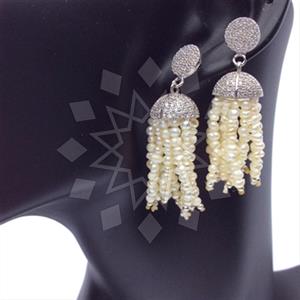 925 Sterling Silver Beaded  Tassel Earring