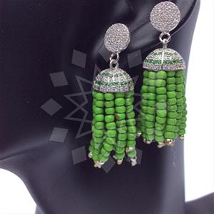 925 Sterling Silver Beaded  Tassel Earring