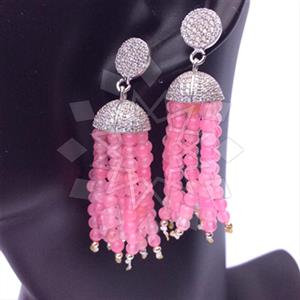 925 Sterling Silver Beaded  Tassel Earring