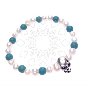 925 Sterling Silver Skull Beaded Bracelet