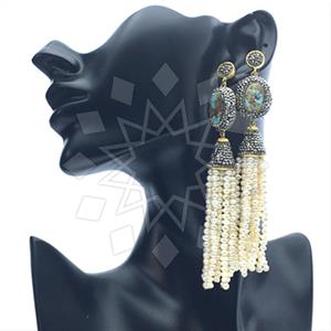 Fashion Gem and Crystals Tassel Earring