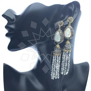 Fashion Gem and Crystals Tassel Earring