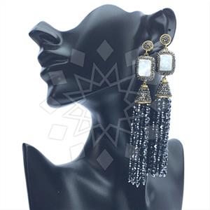 Fashion Gem and Crystals Tassel Earring