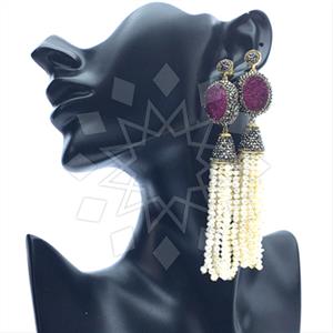 Fashion Gem and Crystals Tassel Earring