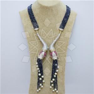 Fashion Gem and Crystals Tassel Necklace