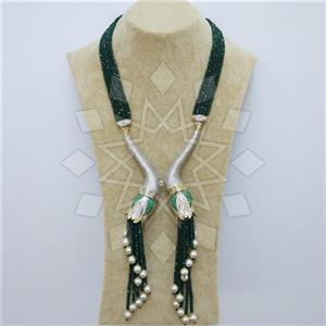 Fashion Gem and Crystals Tassel Necklace