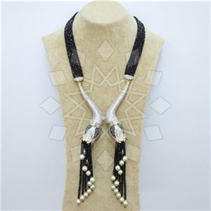 Fashion Gem and Crystals Tassel Necklace
