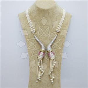 Fashion Gem and Crystals Tassel Necklace